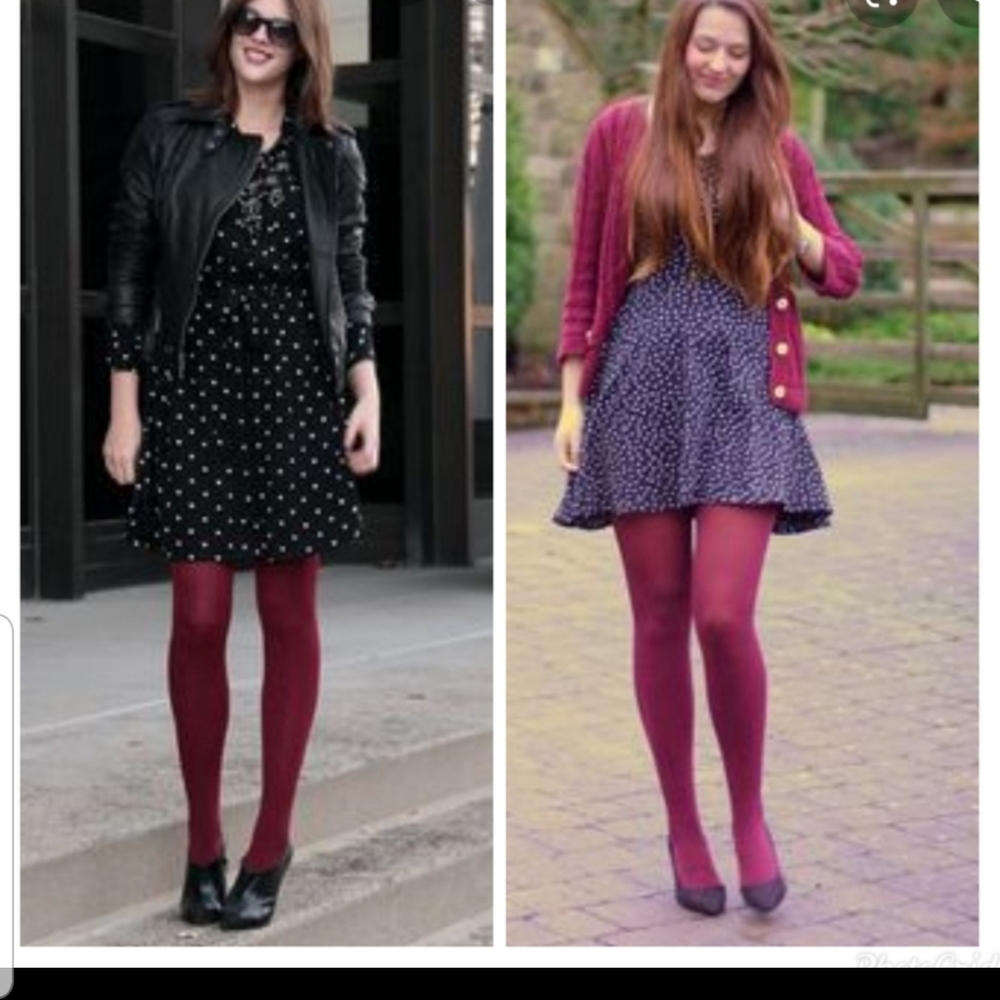 Burgundy Maroon Tights Small Opaque Hoisery Art To Wear New With Tag Cottage🇺🇦